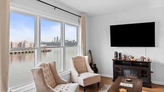 344 The Promenade Unit 344, Edgewater, NJ 07020 - living area with baseboards and wood finished floors