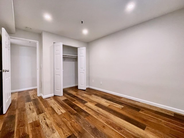 43 Van Wagenen Ave Unit Ga, Jersey City, NJ 07306 - unfurnished bedroom featuring wood finished floors, a closet, and recessed lighting