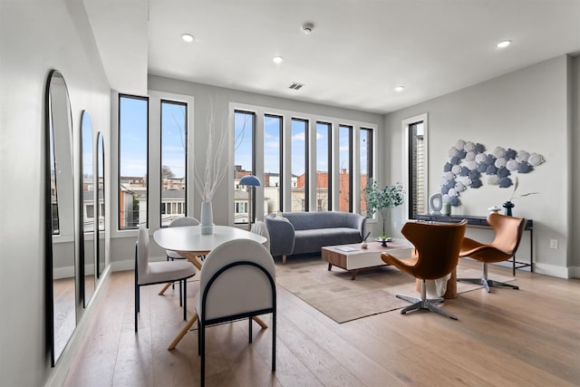 28 Cambridge Ave Unit 2, Jersey City, NJ 07307 - living area with baseboards, visible vents, light wood-style flooring, and recessed lighting