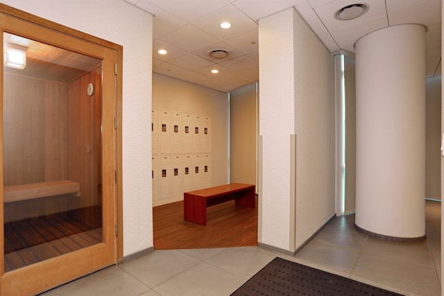 77 Hudson St Unit 1408, Jersey City, NJ 07302 - hall with recessed lighting, tile patterned flooring, and baseboards
