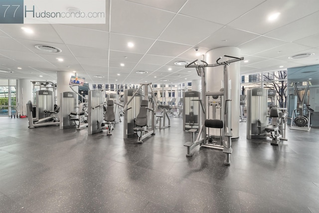77 Hudson St Unit 1408, Jersey City, NJ 07302 - workout area with a paneled ceiling