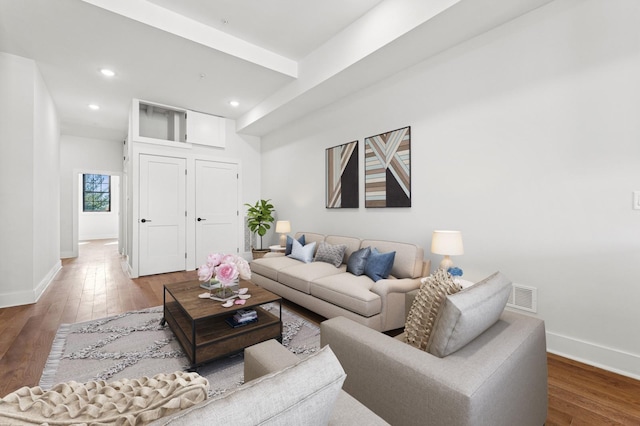 545 Palisade Ave Unit 2, Jersey City, NJ 07307 - living area with wood finished floors, baseboards, and recessed lighting