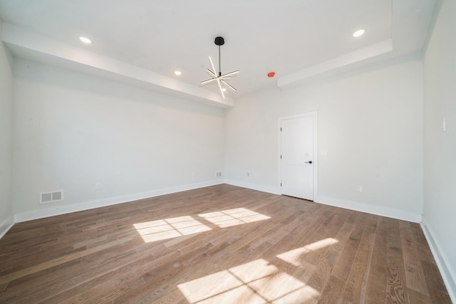 545 Palisade Ave Unit 2, Jersey City, NJ 07307 - empty room featuring baseboards, wood finished floors, a chandelier, and recessed lighting