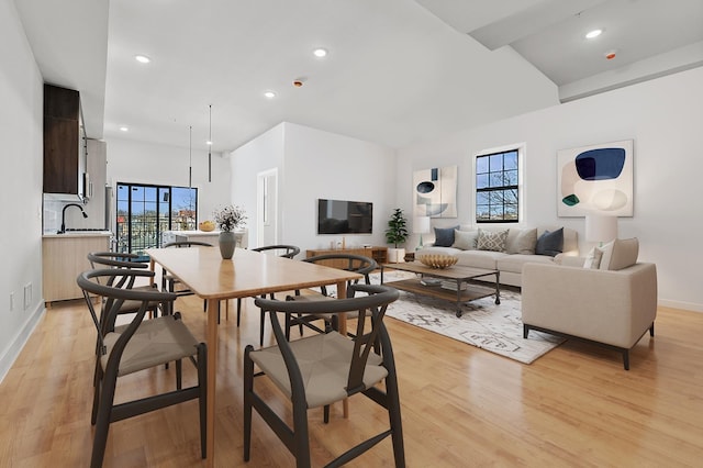 545 Palisade Ave Unit 2, Jersey City, NJ 07307 - dining room featuring light wood-style floors, plenty of natural light, baseboards, and recessed lighting