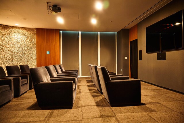 77 Hudson St Unit 1712, Jersey City, NJ 07302 - home theater room featuring carpet flooring