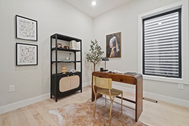 office featuring light hardwood / wood-style floors