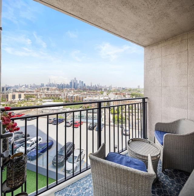 balcony featuring a view of skyline