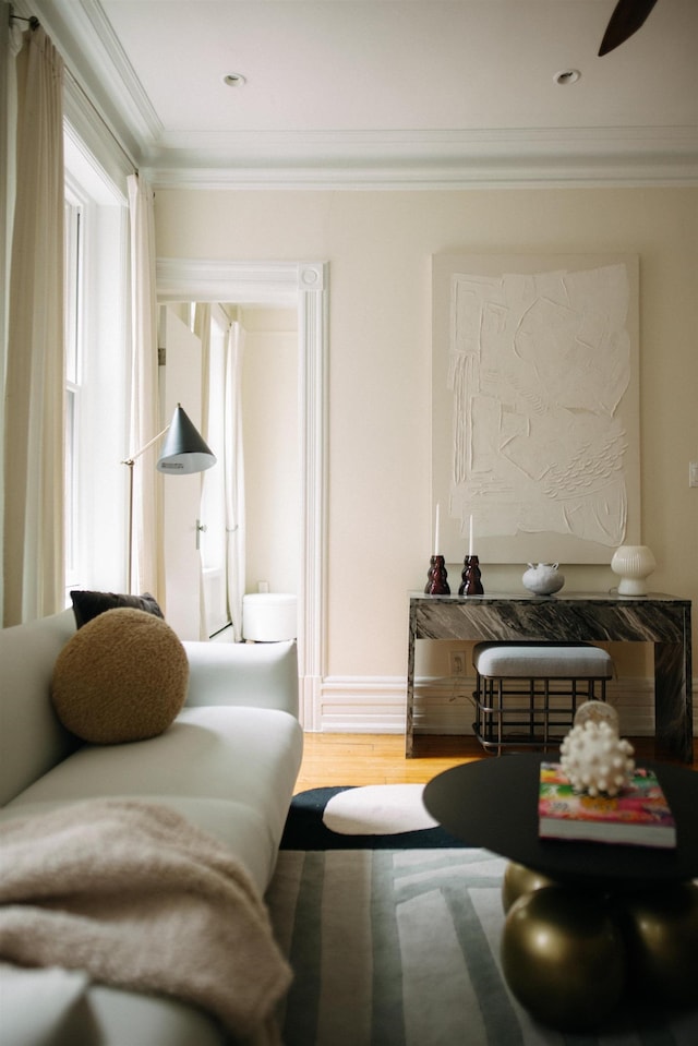 112 Wayne St Unit 2-A, Jersey City, NJ 07302 - living area featuring ornamental molding and wood finished floors