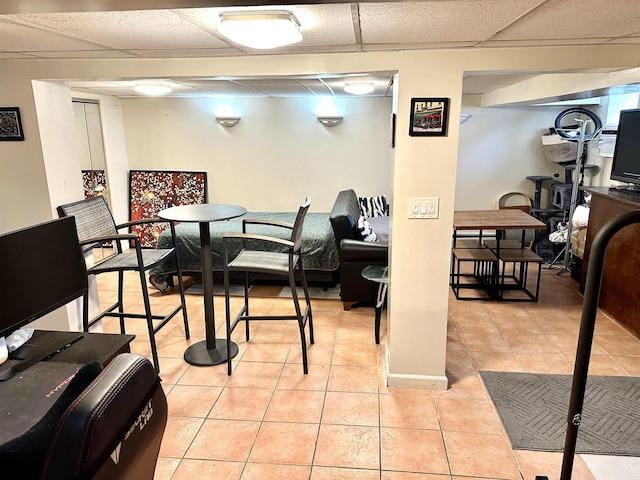 306 Columbia Ave, Jersey City, NJ 07307 - dining area featuring light tile patterned flooring and a drop ceiling