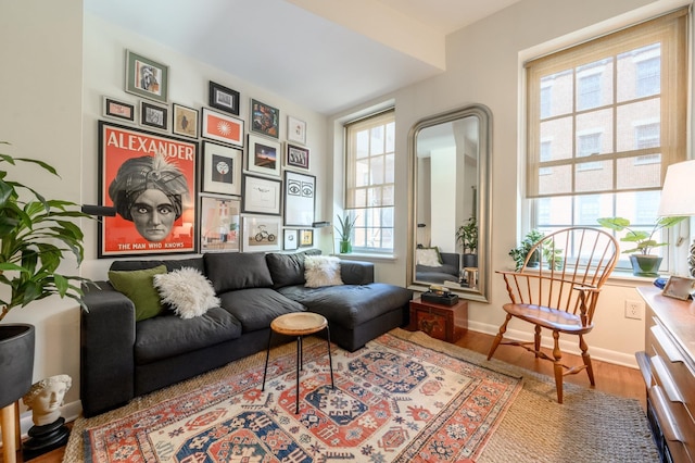 187 Wayne St Unit 205, Jersey City, NJ 07302 - living area with wood finished floors and baseboards
