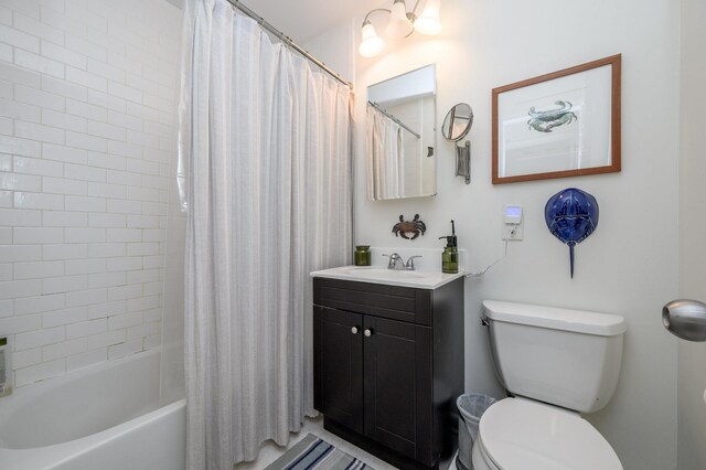 187 Wayne St Unit 205, Jersey City, NJ 07302 - bathroom featuring toilet, shower / bath combo with shower curtain, and vanity