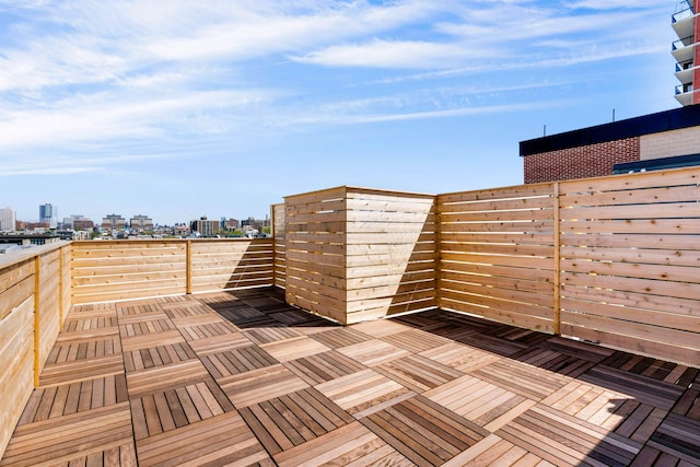 view of patio / terrace with a city view