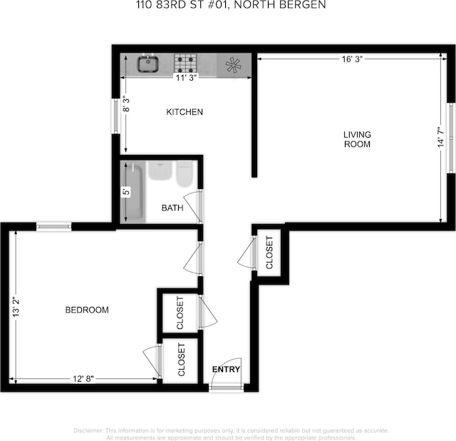 1100 83rd St Unit C1, North Bergen, NJ 07047 - view of floor plan / room layout
