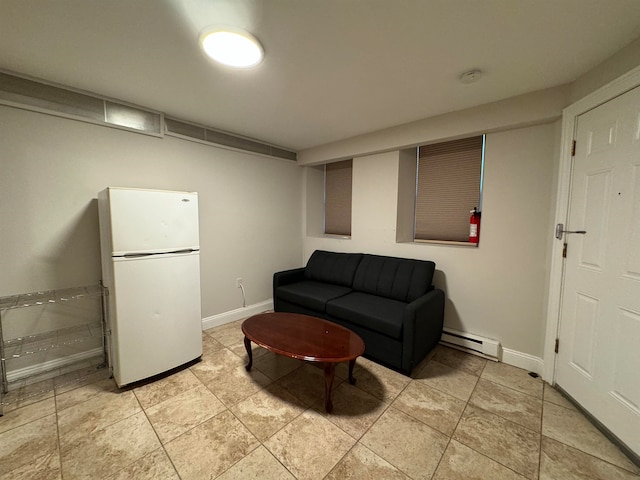 living room featuring a baseboard radiator