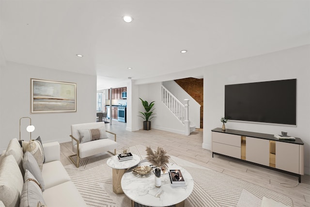 living room with light wood-type flooring