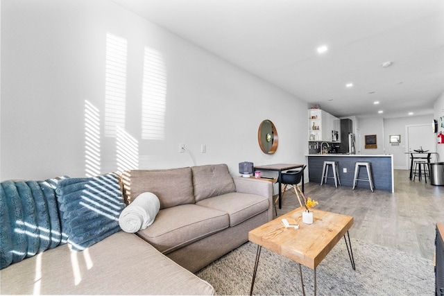 living room with hardwood / wood-style flooring