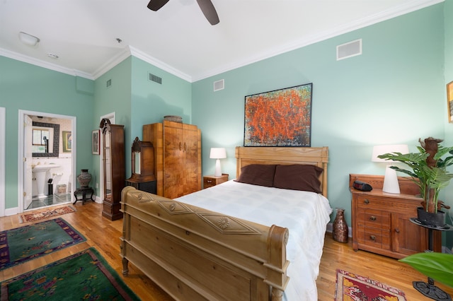 101 Park Ave Unit 3A, Hoboken, NJ 07030 - bedroom with wood finished floors, crown molding, and a ceiling fan