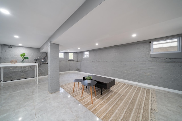 below grade area featuring recessed lighting and a wealth of natural light