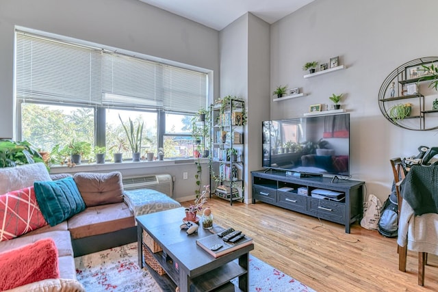 living room with hardwood / wood-style flooring