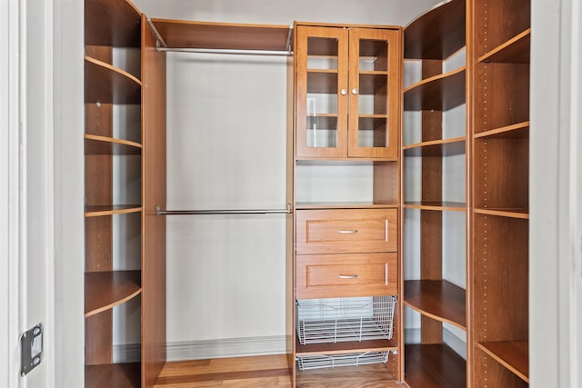 spacious closet with wood finished floors
