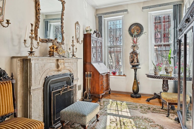 202 7th St Unit 1, Jersey City, NJ 07302 - living area featuring ornamental molding, baseboards, and wood finished floors