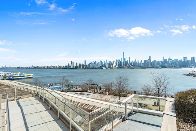 property view of water featuring a city view