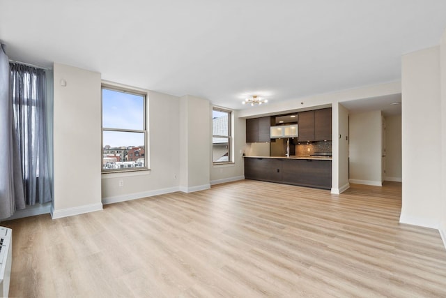 unfurnished living room with light hardwood / wood-style flooring