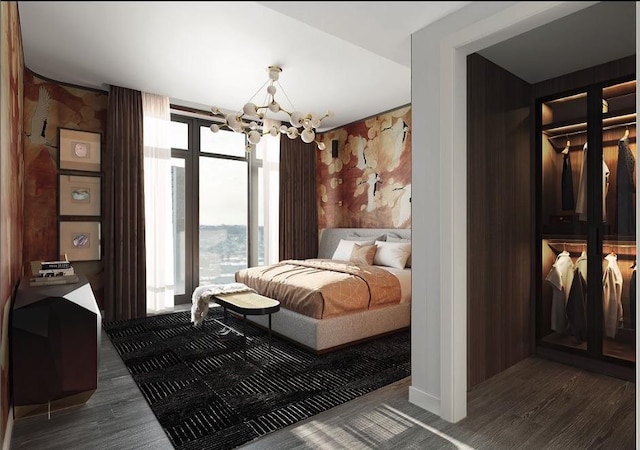 320 Adolphus Ave Unit 1415, Cliffside Park, NJ 07010 - bedroom featuring a chandelier and wood finished floors