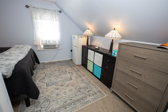 9005 Durham Ave, North Bergen, NJ 07047 - bedroom featuring vaulted ceiling and light carpet