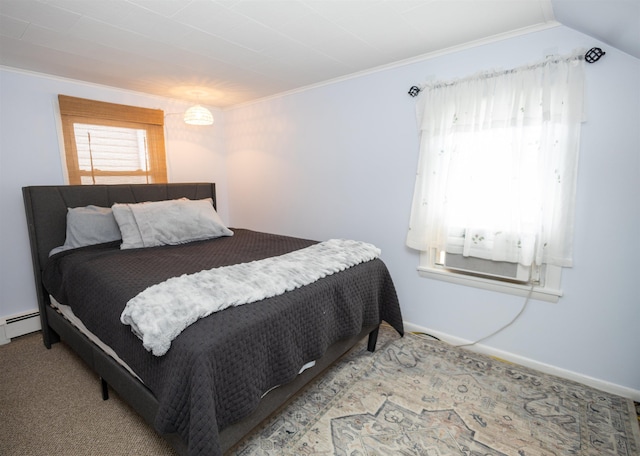 9005 Durham Ave, North Bergen, NJ 07047 - carpeted bedroom featuring a baseboard radiator and crown molding