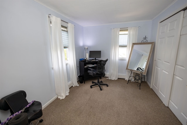 9005 Durham Ave, North Bergen, NJ 07047 - carpeted office with ornamental molding and baseboard heating