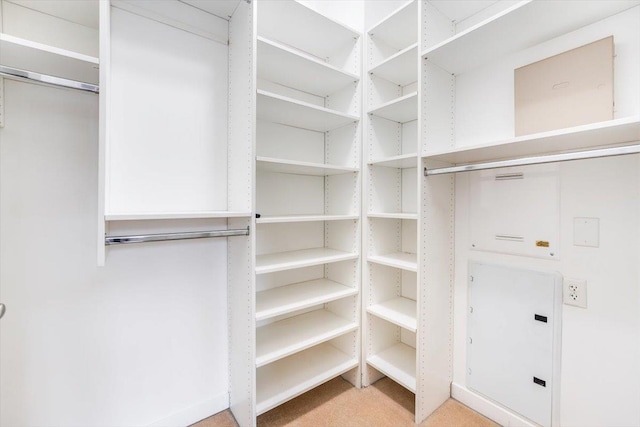 walk in closet featuring carpet flooring