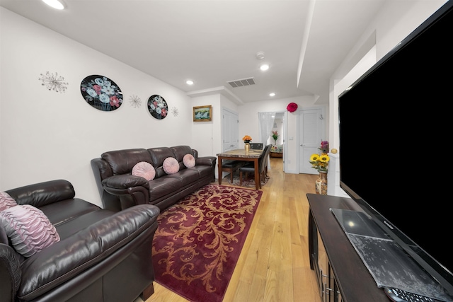 living room featuring light hardwood / wood-style floors