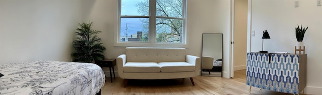 bedroom featuring baseboards and wood finished floors