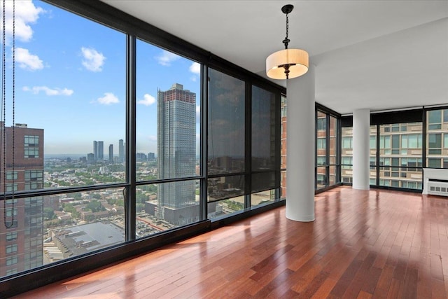 389 Washington St Unit 34E, Jersey City, NJ 07302 - spare room with a city view, floor to ceiling windows, and wood-type flooring