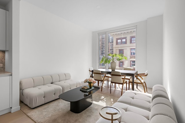 living room with light wood-style floors