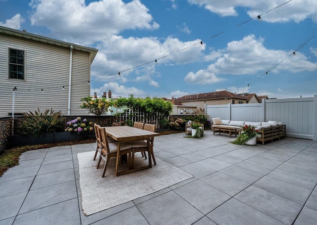 view of patio featuring an outdoor hangout area