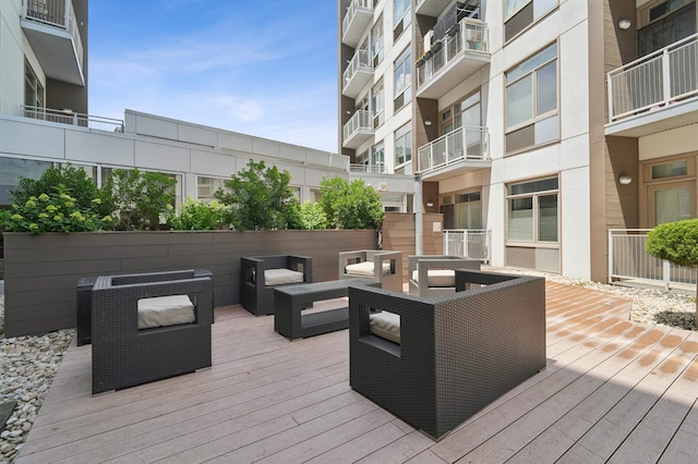 217 Newark Ave Unit 210, Jersey City, NJ 07302 - wooden terrace featuring an outdoor hangout area