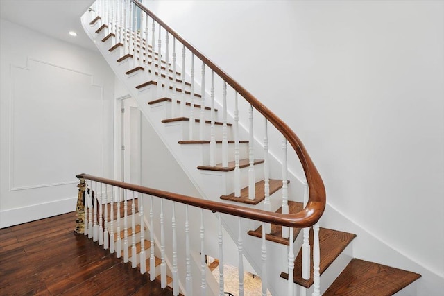207 7th St, Hoboken, NJ 07030 - stairway featuring wood-type flooring and recessed lighting