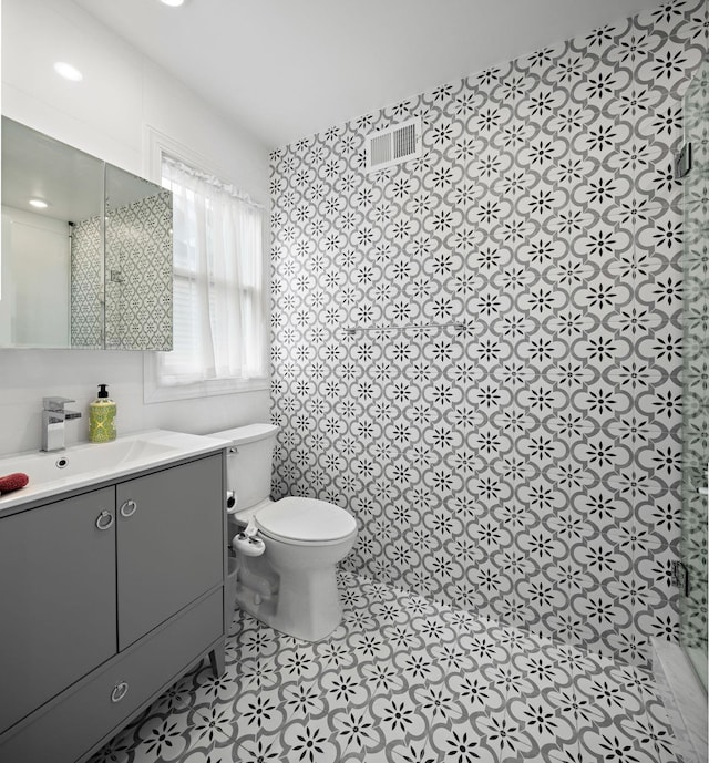 1163 Summit Ave Unit 2, Jersey City, NJ 07307 - full bathroom featuring vanity, a shower, and tile patterned flooring
