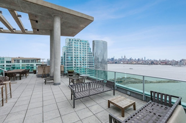 balcony with a water view