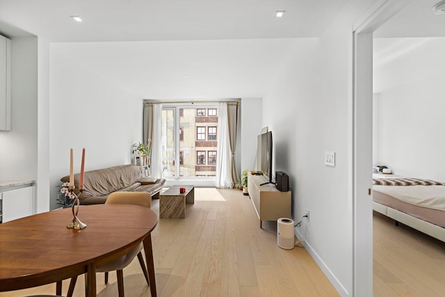 living area featuring light wood-type flooring