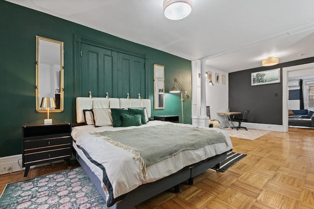 258 Montgomery St Unit 0, Jersey City, NJ 07302 - bedroom with decorative columns