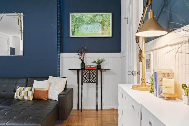 258 Montgomery St Unit 0, Jersey City, NJ 07302 - bedroom with a wainscoted wall and a decorative wall