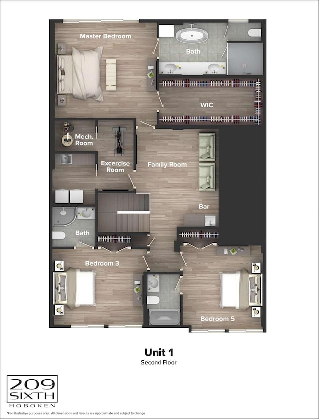 209 6th St Unit 1, Hoboken, NJ 07030 - property floor plan