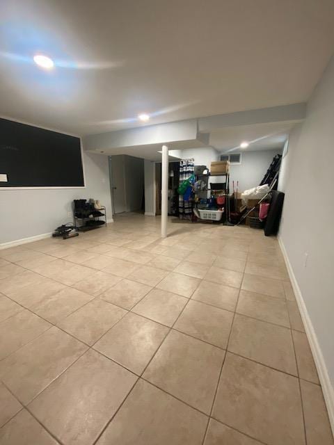 6 Stone Ave, Elmwood Park, NJ 07407 - finished basement with light tile patterned flooring and baseboards