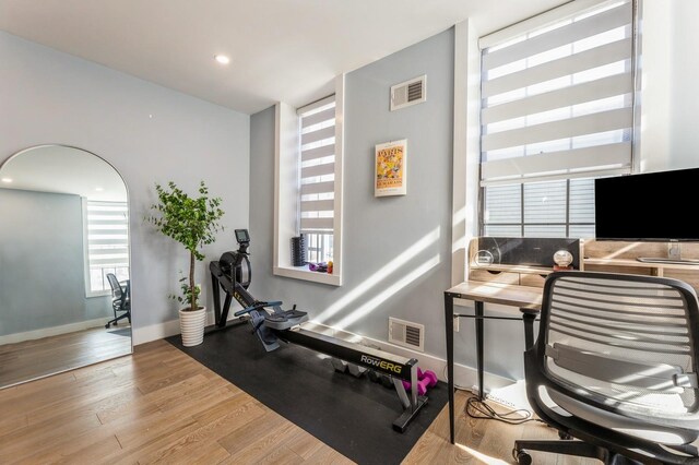 801 Willow Ave Unit 3R, Hoboken, NJ 07030 - workout room with wood finished floors, baseboards, and recessed lighting