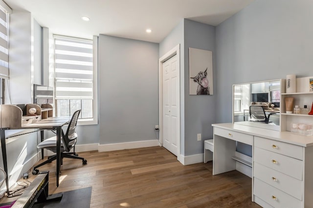 801 Willow Ave Unit 3R, Hoboken, NJ 07030 - office area with wood finished floors, baseboards, and recessed lighting