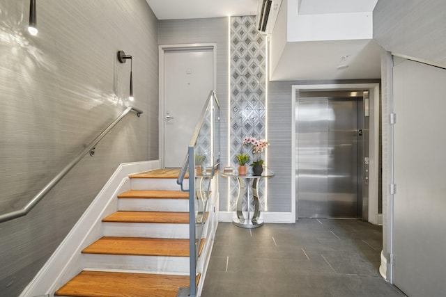 stairway featuring elevator