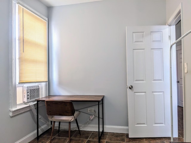 tiled home office featuring cooling unit